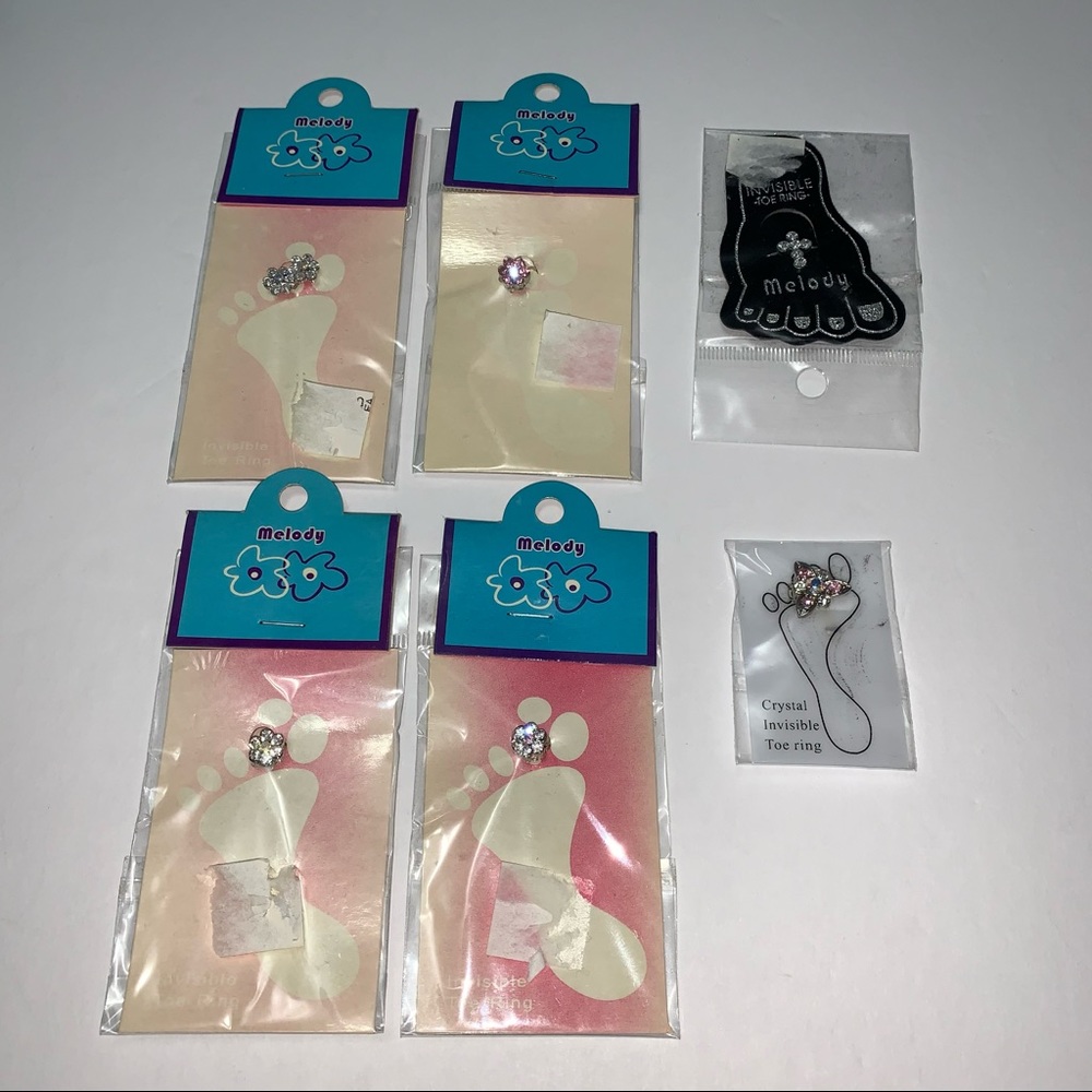 TOE RINGS LOT pink and white fashion jewelry NWT